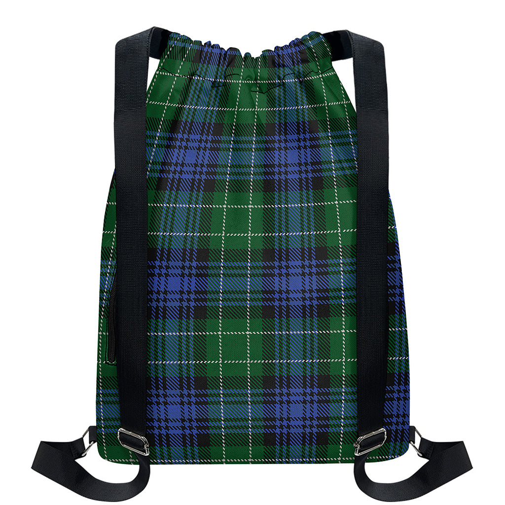 Knitted Scottish Plaid Print Drawstring Backpack