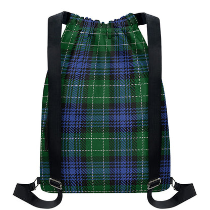 Knitted Scottish Plaid Print Drawstring Backpack