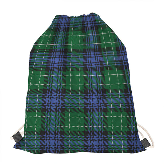 Knitted Scottish Plaid Print Drawstring Bag