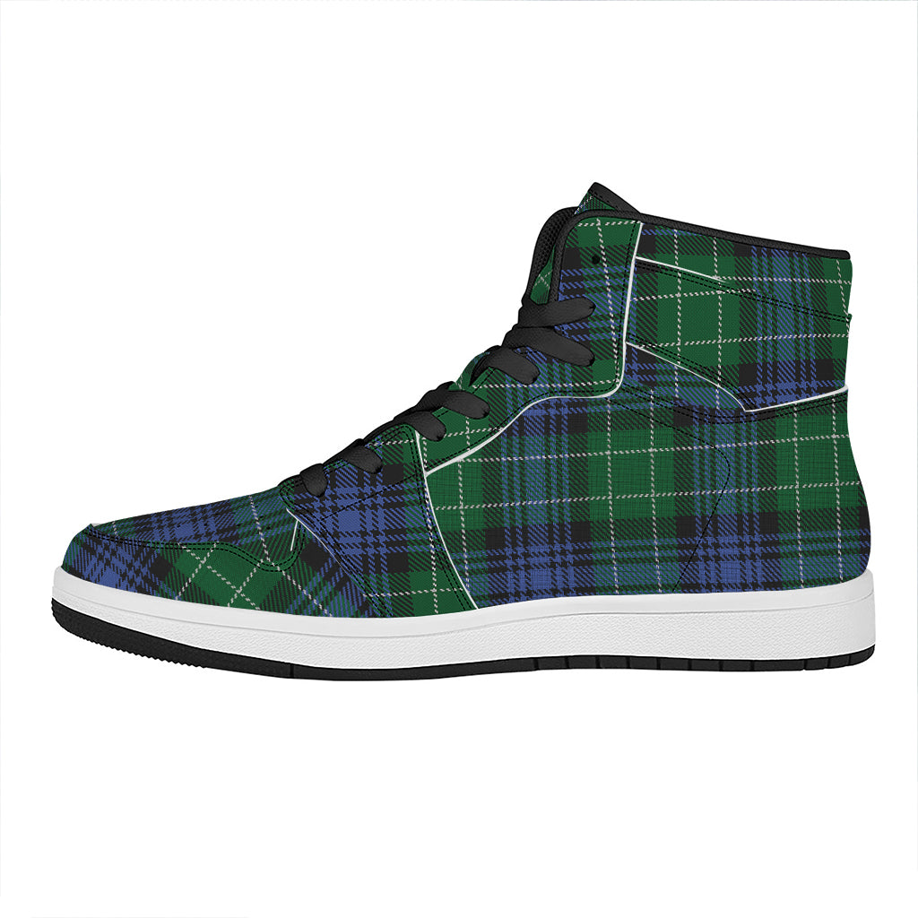 Knitted Scottish Plaid Print High Top Leather Sneakers