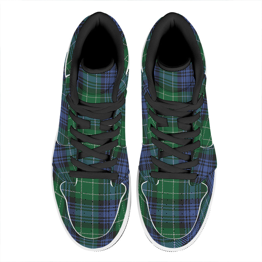 Knitted Scottish Plaid Print High Top Leather Sneakers