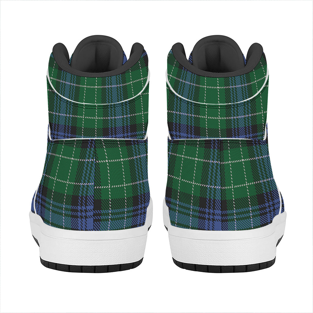 Knitted Scottish Plaid Print High Top Leather Sneakers