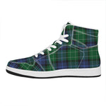 Knitted Scottish Plaid Print High Top Leather Sneakers