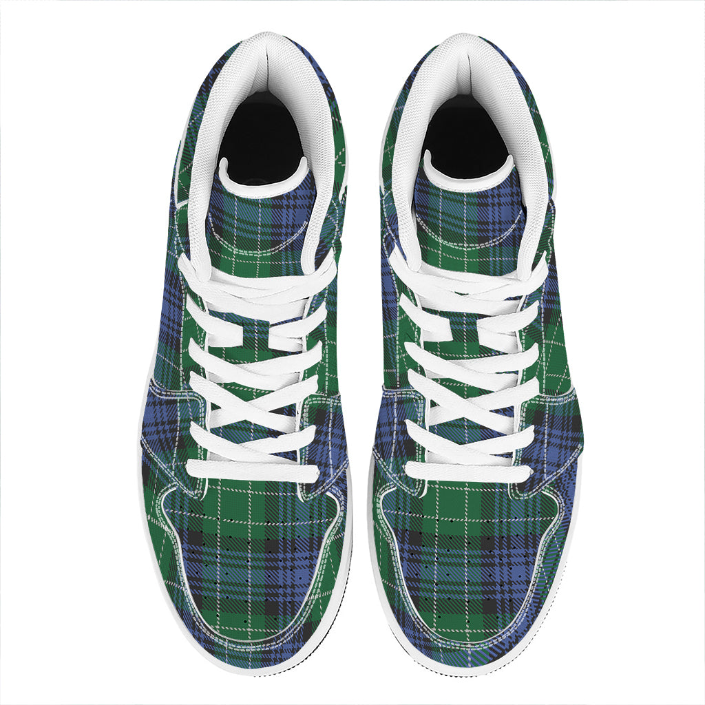 Knitted Scottish Plaid Print High Top Leather Sneakers