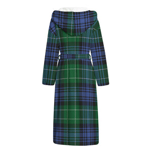 Knitted Scottish Plaid Print Hooded Bathrobe