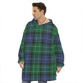 Knitted Scottish Plaid Print Hoodie Blanket