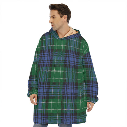 Knitted Scottish Plaid Print Hoodie Blanket