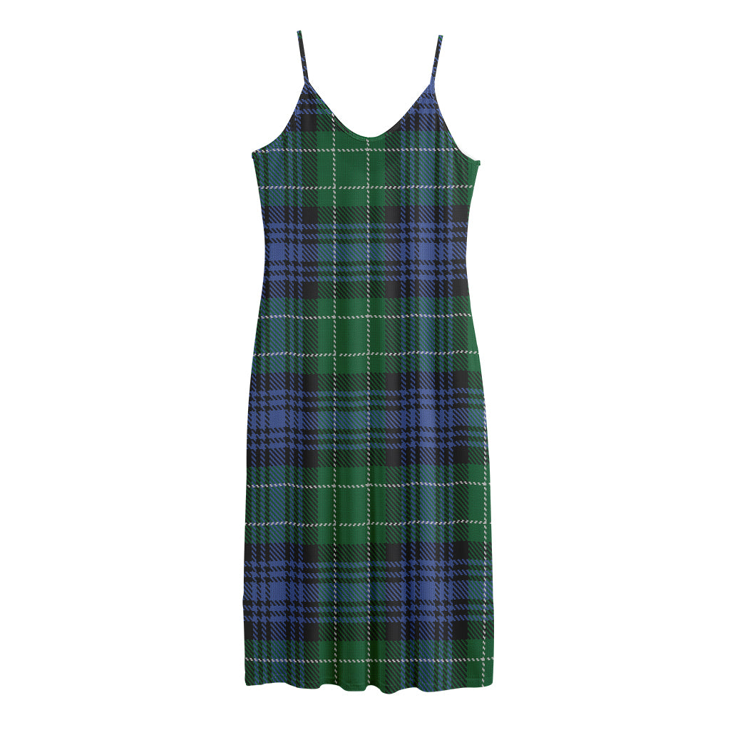 Knitted Scottish Plaid Print Jersey Midi Cami Dress