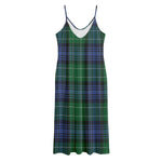 Knitted Scottish Plaid Print Jersey Midi Cami Dress