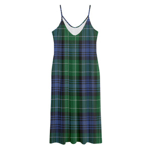 Knitted Scottish Plaid Print Jersey Midi Cami Dress