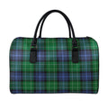 Knitted Scottish Plaid Print Leather Duffel Bag