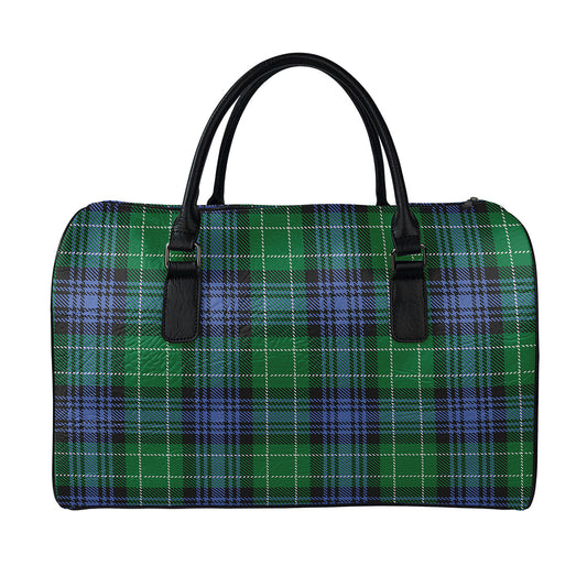 Knitted Scottish Plaid Print Leather Duffle Bag