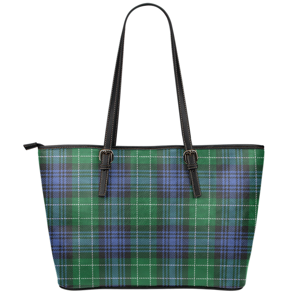 Knitted Scottish Plaid Print Leather Tote Bag