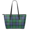 Knitted Scottish Plaid Print Leather Tote Bag