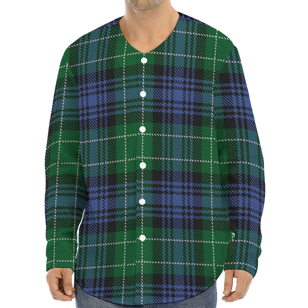 Knitted Scottish Plaid Print Long Sleeve Baseball Jersey