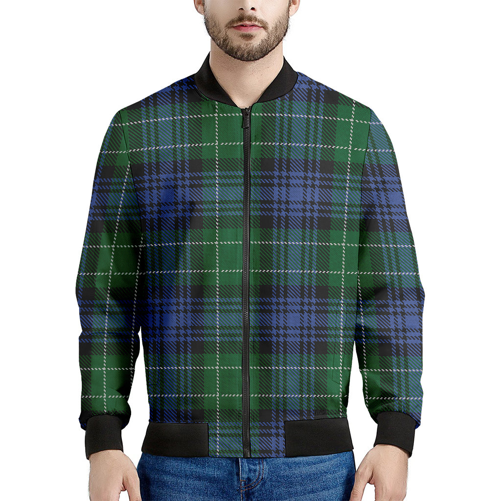 Knitted Scottish Plaid Print Men's Bomber Jacket
