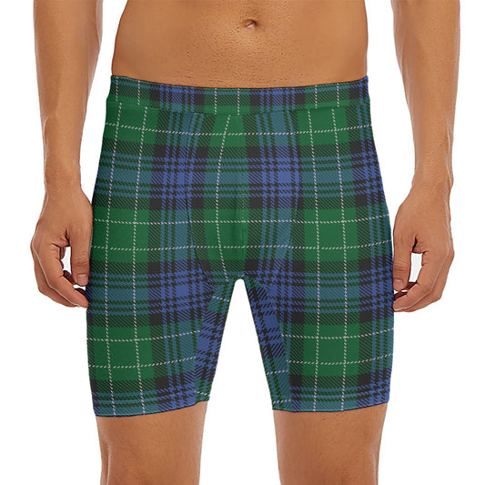 Knitted Scottish Plaid Print Men's Long Boxer Briefs