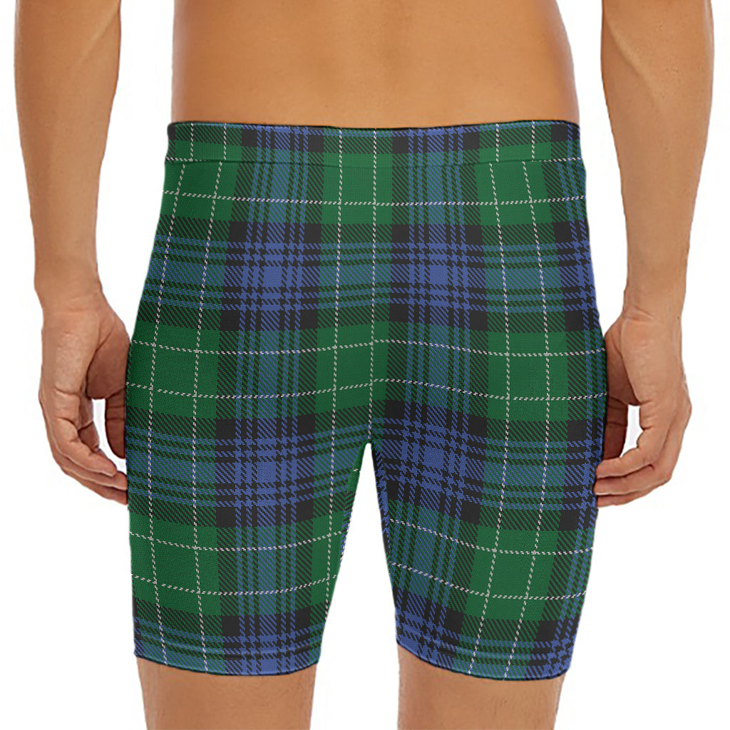 Knitted Scottish Plaid Print Men's Long Boxer Briefs