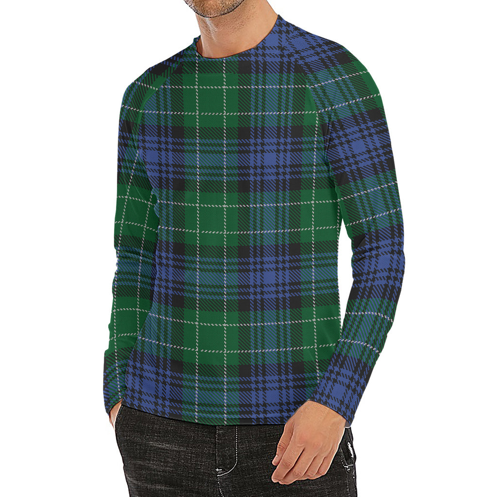 Knitted Scottish Plaid Print Men's Long Sleeve Rash Guard