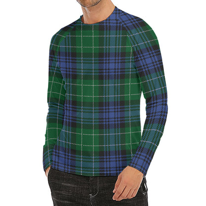 Knitted Scottish Plaid Print Men's Long Sleeve Rash Guard
