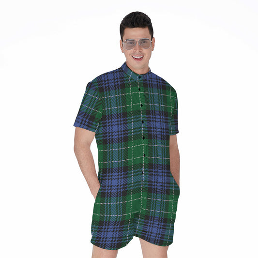 Knitted Scottish Plaid Print Men's Rompers