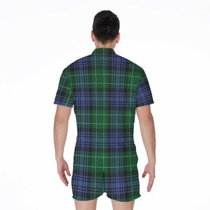 Knitted Scottish Plaid Print Men's Rompers