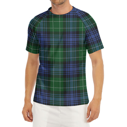 Knitted Scottish Plaid Print Men's Short Sleeve Rash Guard