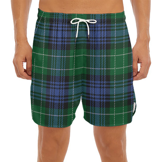 Knitted Scottish Plaid Print Men's Split Running Shorts