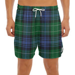 Knitted Scottish Plaid Print Men's Split Running Shorts