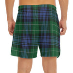 Knitted Scottish Plaid Print Men's Split Running Shorts