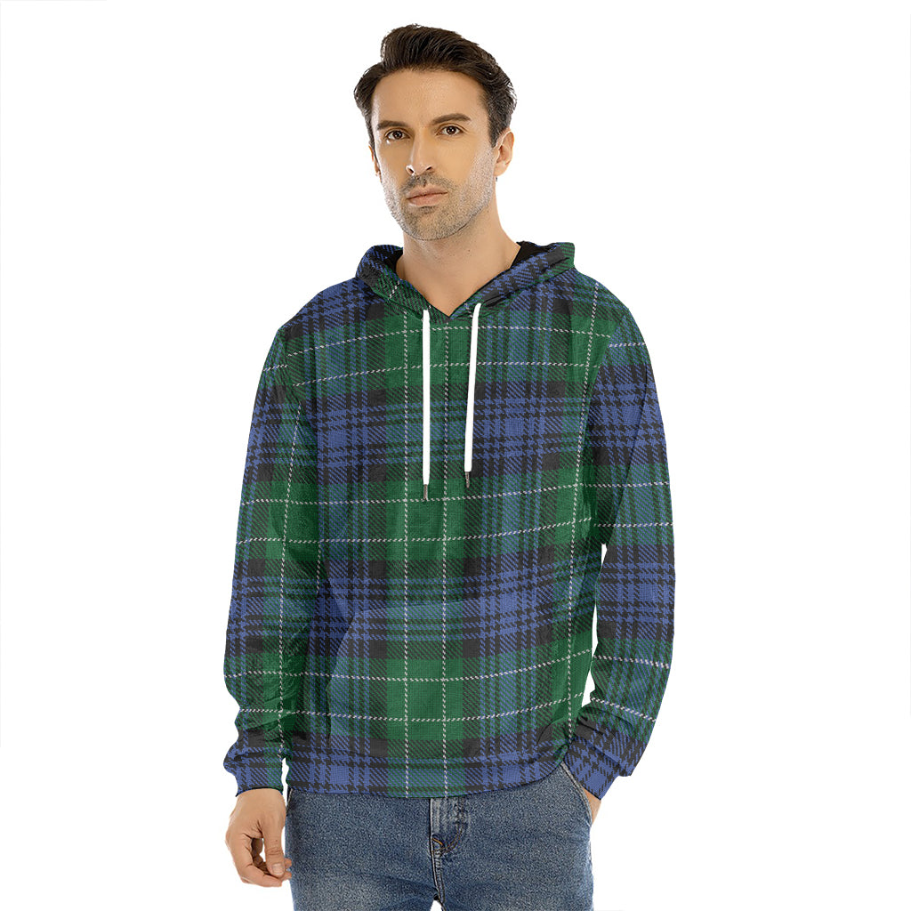 Knitted Scottish Plaid Print Men's Velvet Pullover Hoodie