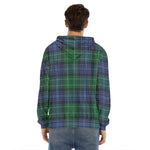 Knitted Scottish Plaid Print Men's Velvet Pullover Hoodie