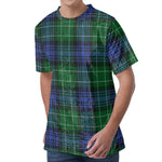 Knitted Scottish Plaid Print Men's Velvet T-Shirt