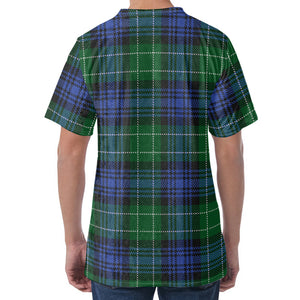 Knitted Scottish Plaid Print Men's Velvet T-Shirt