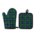 Knitted Scottish Plaid Print Oven Mitt And Pot Holder Set