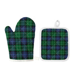 Knitted Scottish Plaid Print Oven Mitt And Pot Holder Set