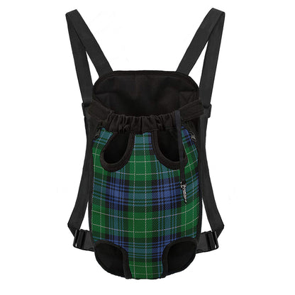Knitted Scottish Plaid Print Pet Carrier Backpack