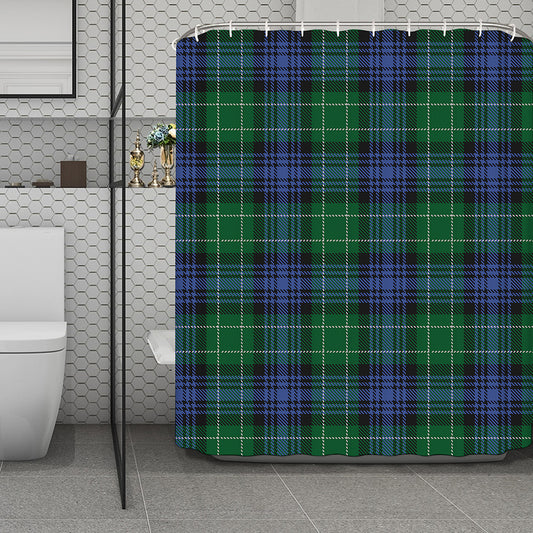 Knitted Scottish Plaid Print Polyester Shower Curtain