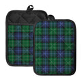 Knitted Scottish Plaid Print Pot Holders With Pocket