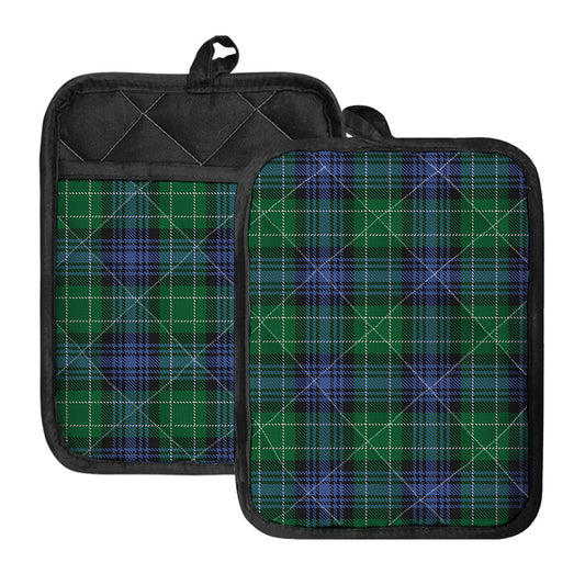 Knitted Scottish Plaid Print Pot Holders With Pocket