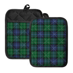 Knitted Scottish Plaid Print Pot Holders With Pocket