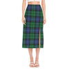 Knitted Scottish Plaid Print Side Slit Midi Skirt