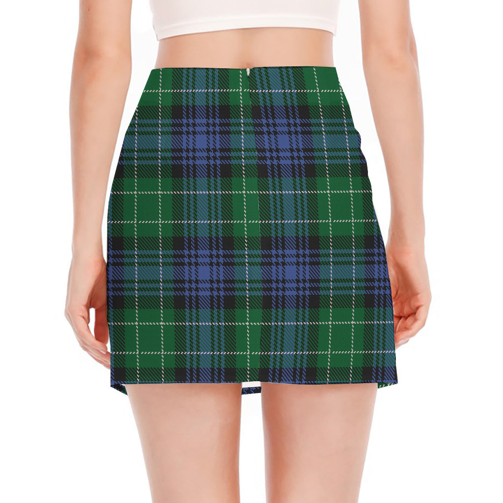 Knitted Scottish Plaid Print Side Slit Mini Skirt