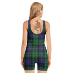 Knitted Scottish Plaid Print Sleeveless One Piece Swimsuit