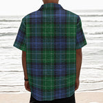 Knitted Scottish Plaid Print Textured Short Sleeve Shirt