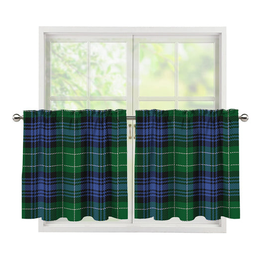 Knitted Scottish Plaid Print Tier Curtains