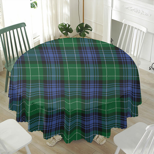 Knitted Scottish Plaid Print Waterproof Round Tablecloth