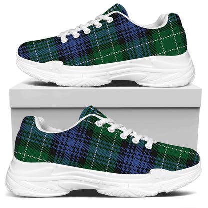 Knitted Scottish Plaid Print White Chunky Shoes