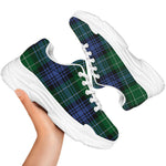 Knitted Scottish Plaid Print White Chunky Shoes