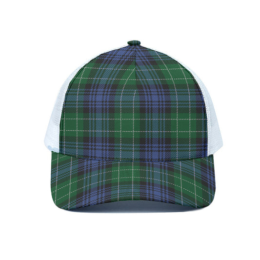 Knitted Scottish Plaid Print White Mesh Trucker Cap